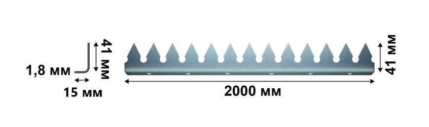 Шипована планка L-подібна (2000х41х1.8 мм) ТМ "KOLCHUGA" (Кольчуга) (40205308) 40205308 фото