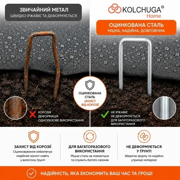 Переваги оцинкованої шпильки KOLCHUGA для агроволокна