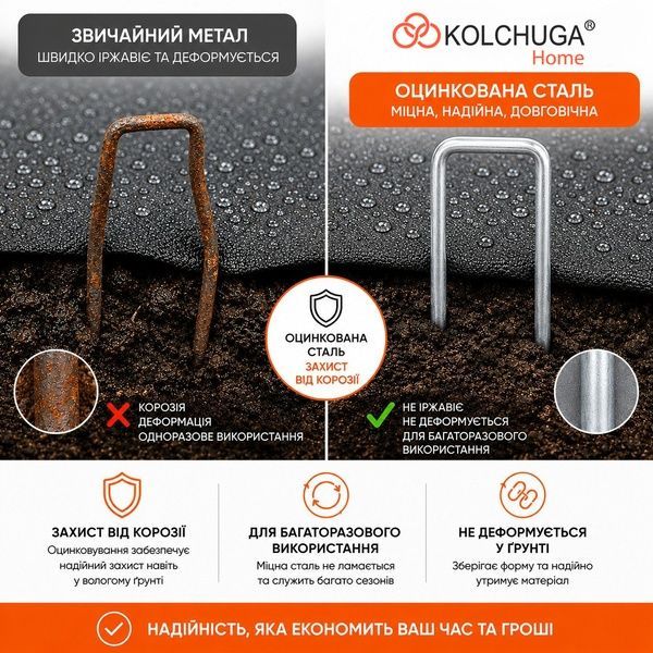 Металева шпилька для кріплення агроволокна (150х30мм) ТМ "KOLCHUGA" (Кольчуга) (10701268) 10701268 фото