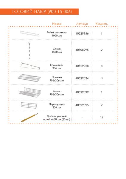 Гардеробна система набір WHITE Edition ТМ "KOLCHUGA" (Кольчуга) (900-15-006) 900-15-006 фото