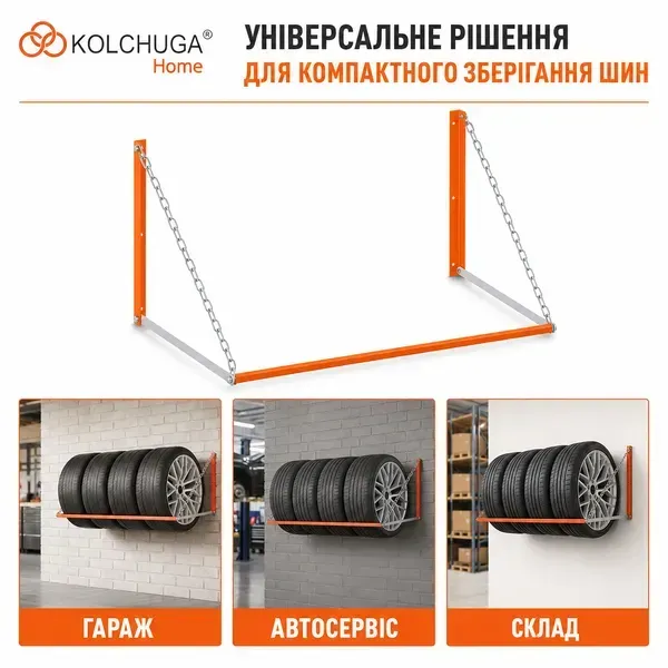Полиця для шин KOLCHUGA для гаража, автосервісу та складу