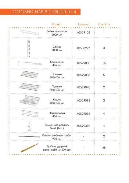 Гардеробная система набор WHITE Edition ТМ "KOLCHUGA" (Кольчуга) (1500-20-010) 1500-20-010 фото