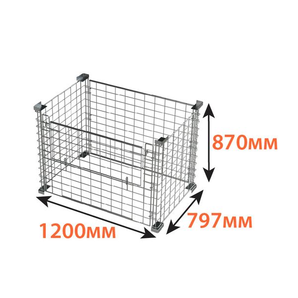 Контейнер палетний сітчастий оцинкований (870х797х1200мм) БЕЗ ПЕРЕГОРОДКИ ТМ "KOLCHUGA" (Кольчуга) 1089883104 фото