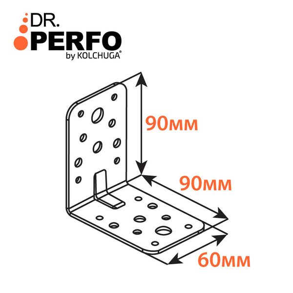 Уголок перфорированный усиленный (90х90х60х2мм) ТМ "KOLCHUGA" (Кольчуга) (40305315) 40305315 фото
