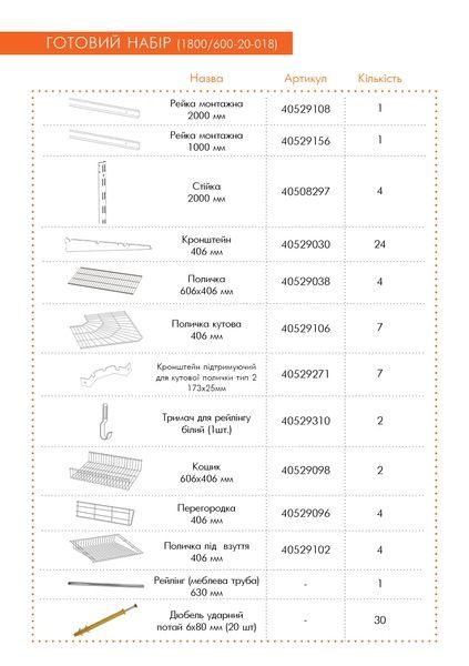 Гардеробна система набір WHITE Edition ТМ "KOLCHUGA" (Кольчуга) (1800/600-20-018) 1800/600-20-018 фото