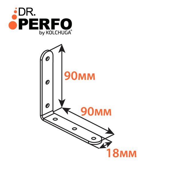 Куточок вузький перфорований (90х90х18х3 мм) ТМ "KOLCHUGA" (Кольчуга) (40305273) 40305273 фото