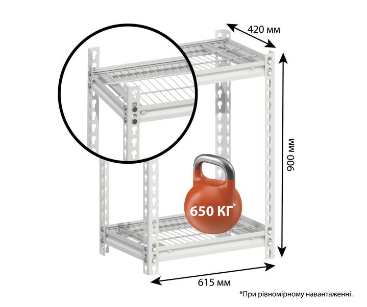 Стеллаж для аккумуляторов на 2 полки (606х406 мм) ТМ "KOLCHUGA" (Кольчуга) 1727890109 фото