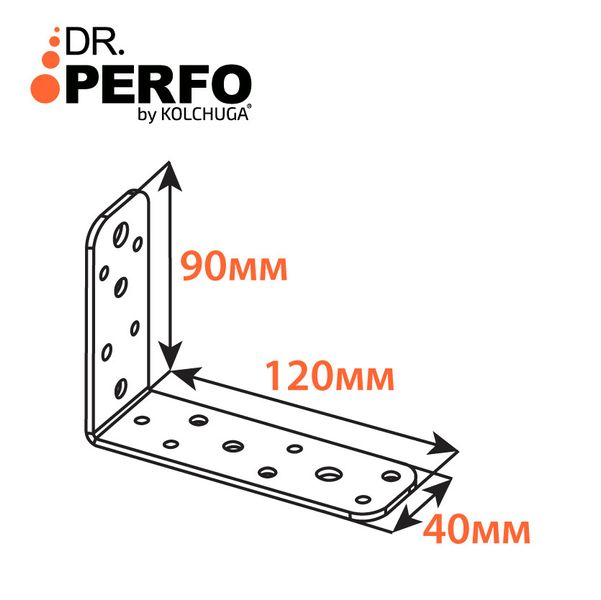 Куточок перфорований асиметричний (120х90х40х3 мм) ТМ "KOLCHUGA" (Кольчуга) (40305322) 40305322 фото
