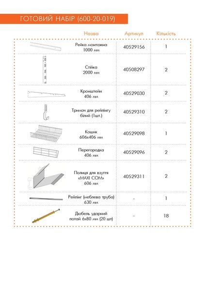Гардеробна система набір WHITE Edition ТМ "KOLCHUGA" (Кольчуга) (600-20-019) 600-20-019 фото