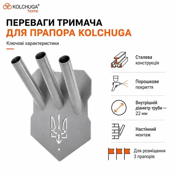 Переваги потрійного тримача для прапора KOLCHUGA