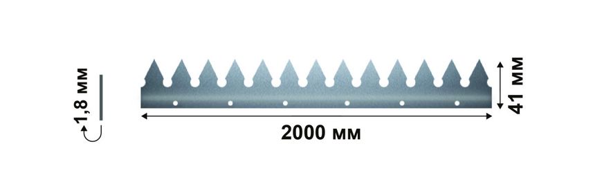 Шипована планка (2000х41х1.8 мм) ТМ "KOLCHUGA" (Кольчуга) (40205307) 40205307 фото