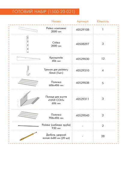 Гардеробна система набір WHITE Edition ТМ "KOLCHUGA" (Кольчуга) (1500-20-021) 1500-20-021 фото
