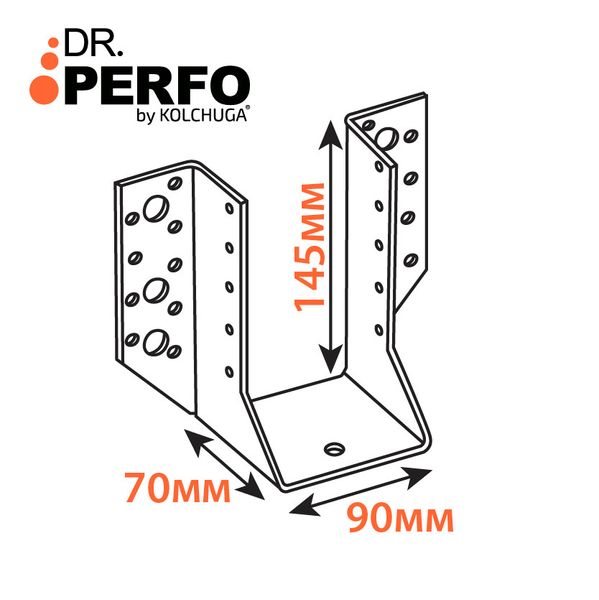 Кріплення балки перфороване (90х145х70х2мм) ТМ "KOLCHUGA" (Кольчуга) (40305327) 40305327 фото